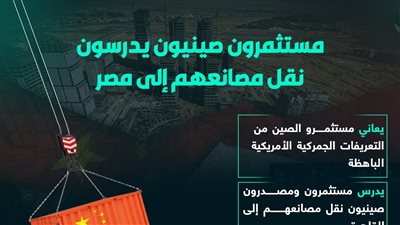 مستثمرون صينيون يدرسون نقل مصانعهم إلى مصر (إنفوجراف)