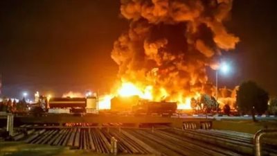اندلاع حريق ضخم فى مخازن للزيوت فى أربيل بالعراق إثر استهدافه بطائرات مسيرة