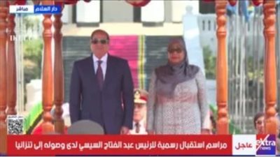 أجواء الاستقبال الرسمي للرئيس السيسي في مطار جوليوس نيريري بالعاصمة التنزانية